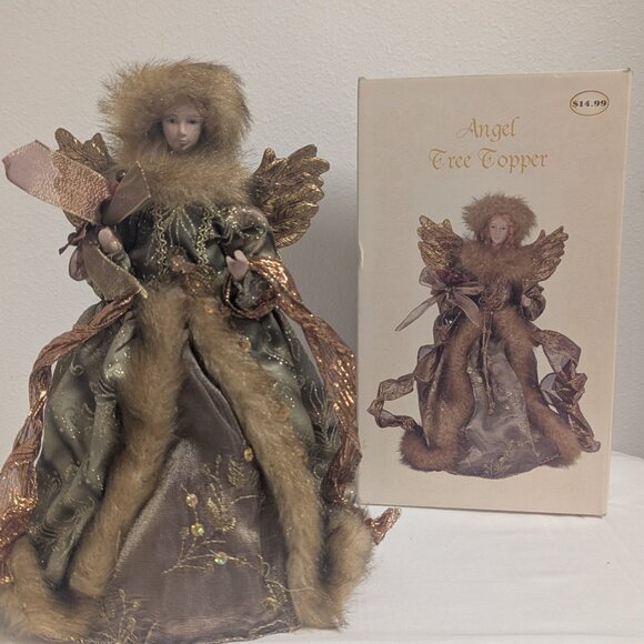 Angel Christmas Tree Topper Woodland Faux Fur Tree Tops Cracker Barrel - Picture 2 of 2